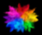colorful rainbow holi paint color powder explosion isolated on dark black background. peac