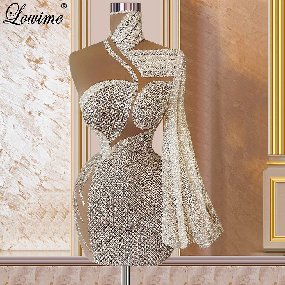 Thumbnail: Haute Couture Cream Color Mermaid Mini Event Dress