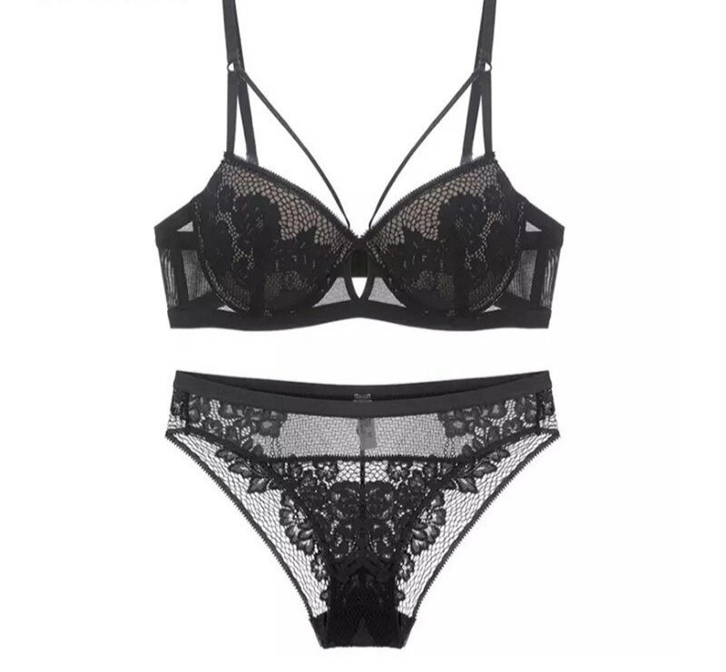 Thumbnail: Lace Bra Set Push Up Brassiere Cotton Lingerie Set 