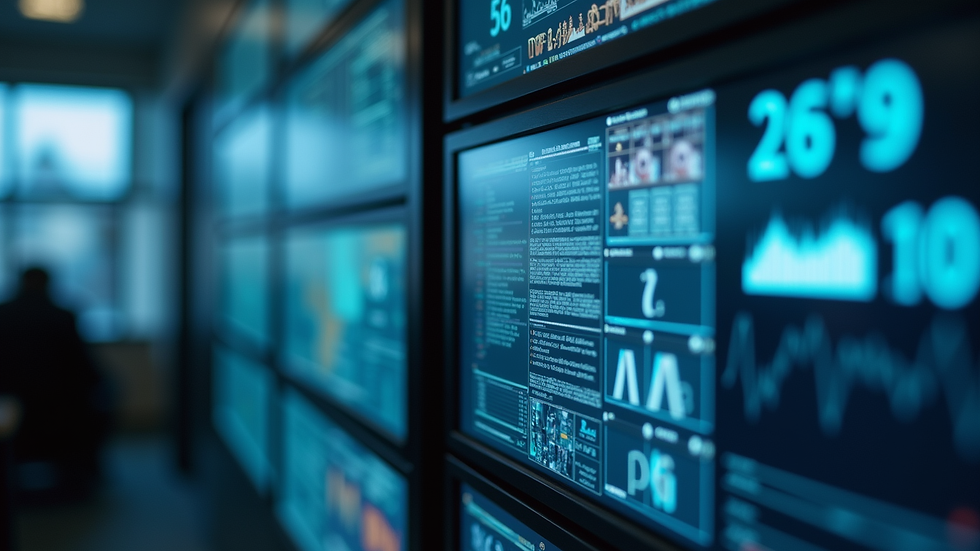 Close-up view of security equipment and monitoring screens