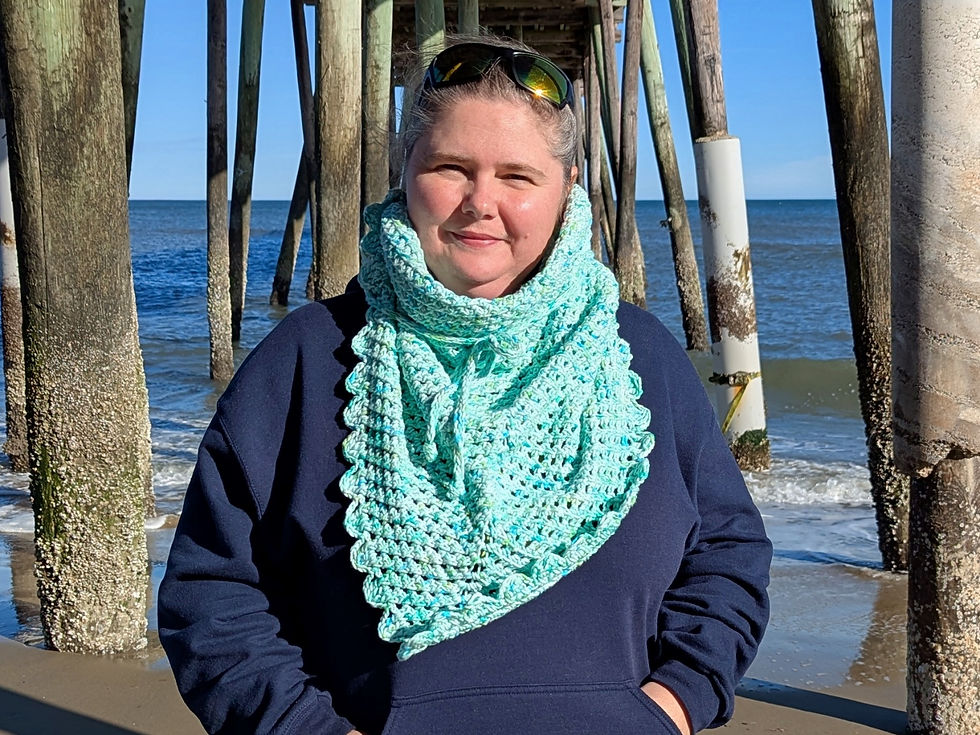 Horizon Tunisian Shawl pattern in Coastal Cotton Ocean Mist yarn