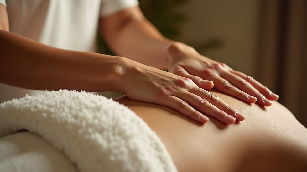 Vue de côté d’une personne recevant un massage ayurvédique à l’huile