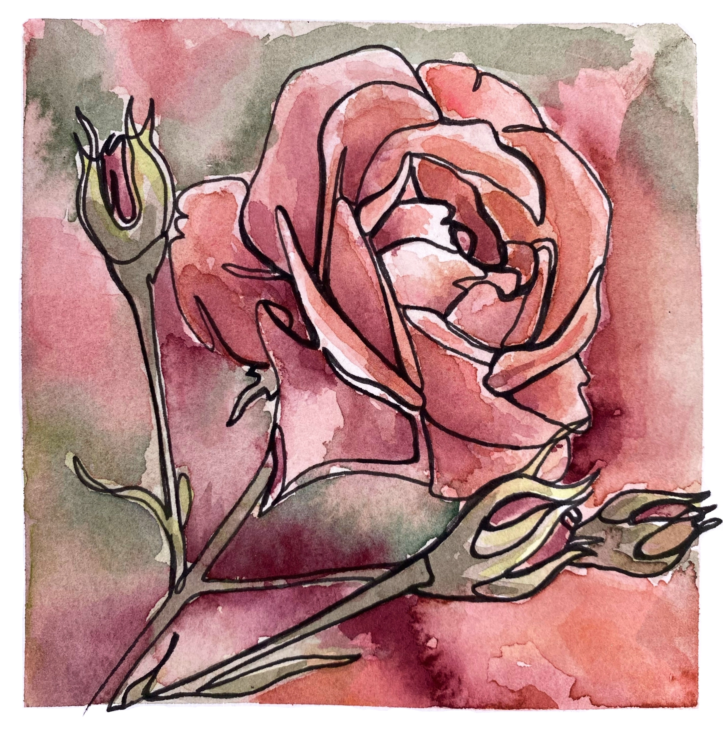 Rose Beginings, 5.5in X5.5in