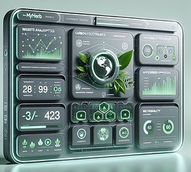 A sleek, futuristic dashboard interface for 'myHerb's WebInSights AI-Powered Website Optim