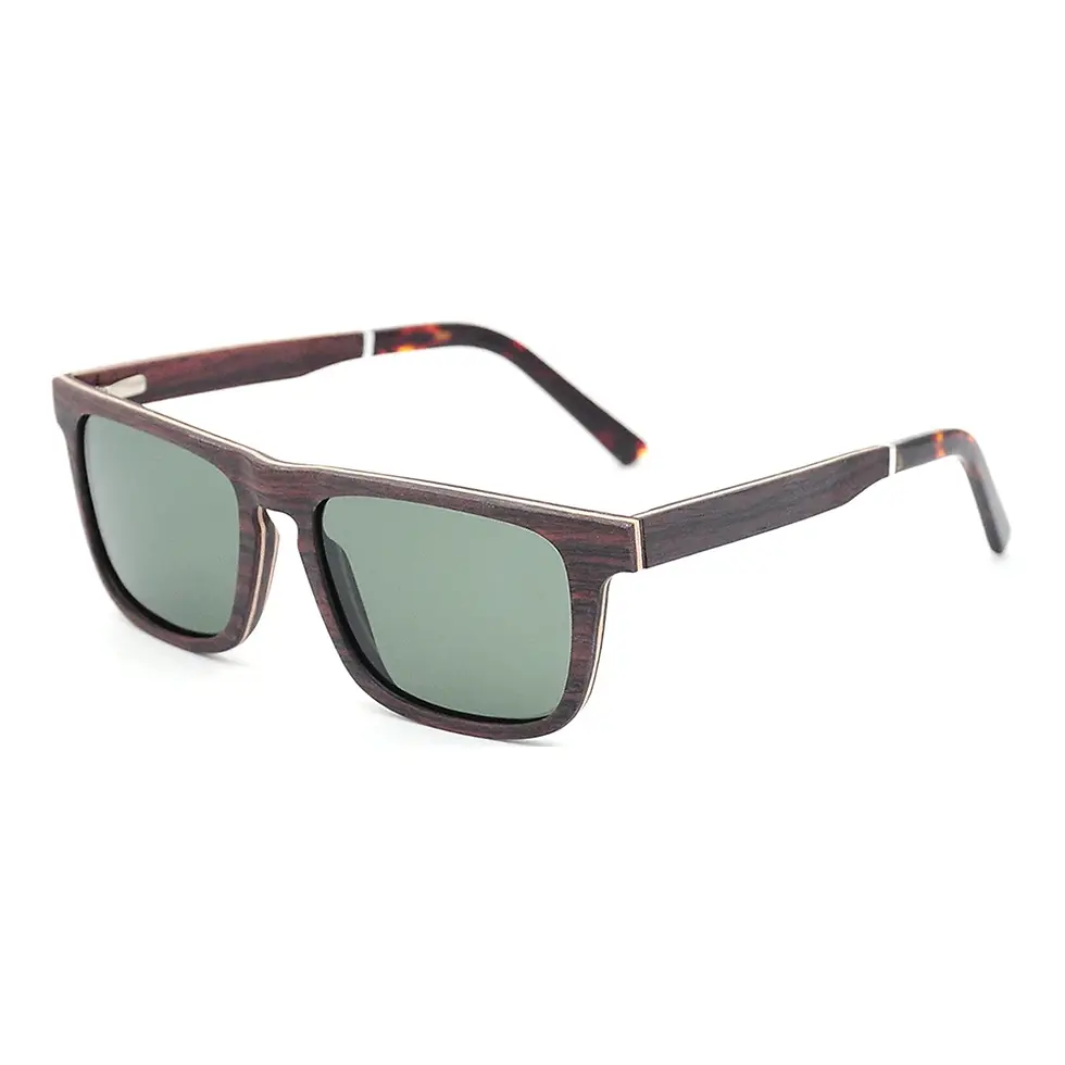 Miniatura: Wholesale Custom Hand Polished Eco-Friendly Veneer Wood Sunglasses LS2108