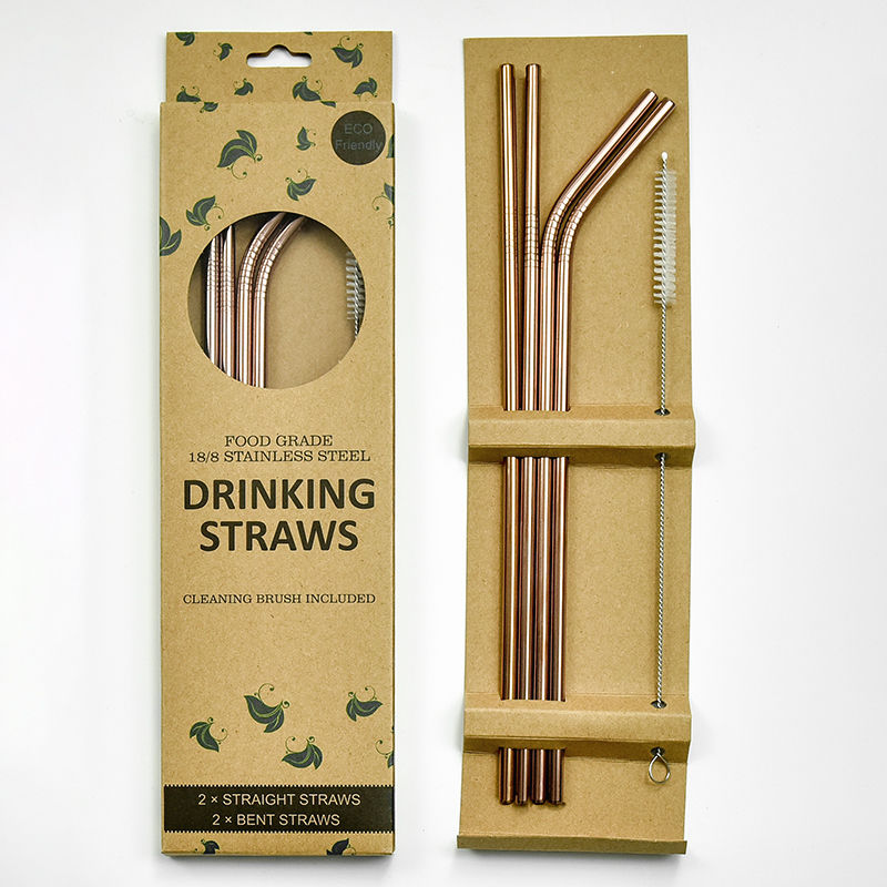 Miniatura: Eco Friendly Products Gift Box Purple Printed Metal Straw With Paper Box