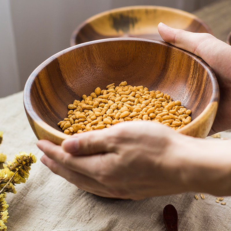 Thumbnail: Eco Friendly Acacia Bowl Set Custom Logo Soup Salad Wood Bowl for Kitchenware
