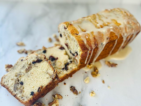 Panque de plátano, arándanos y nuez