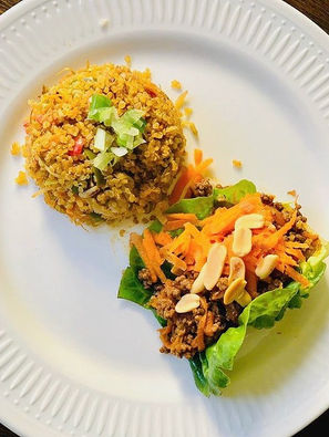 Quinoa con verduras y tacos de pollo Analo