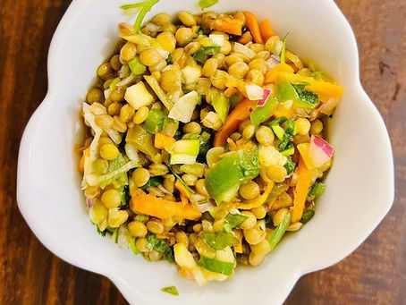 Ensalada de lentejas con glaze balsámico