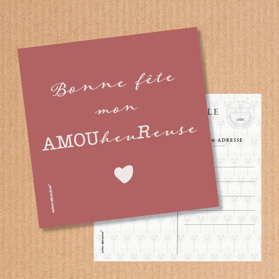 Miniature : Carte postale Saint Valentin Bonne fête mon AMOUheuReuse Madame Métamorph'Ose