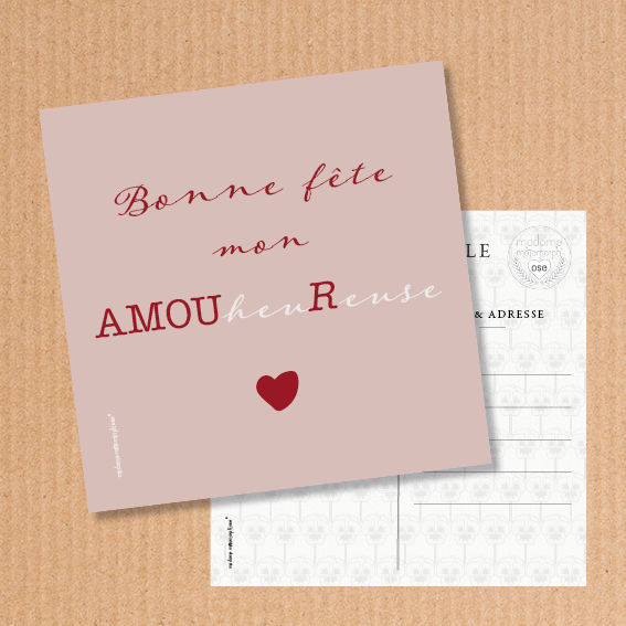 Miniature : Carte postale Saint Valentin Bonne fête mon AMOUheuReuse Madame Métamorph'Ose