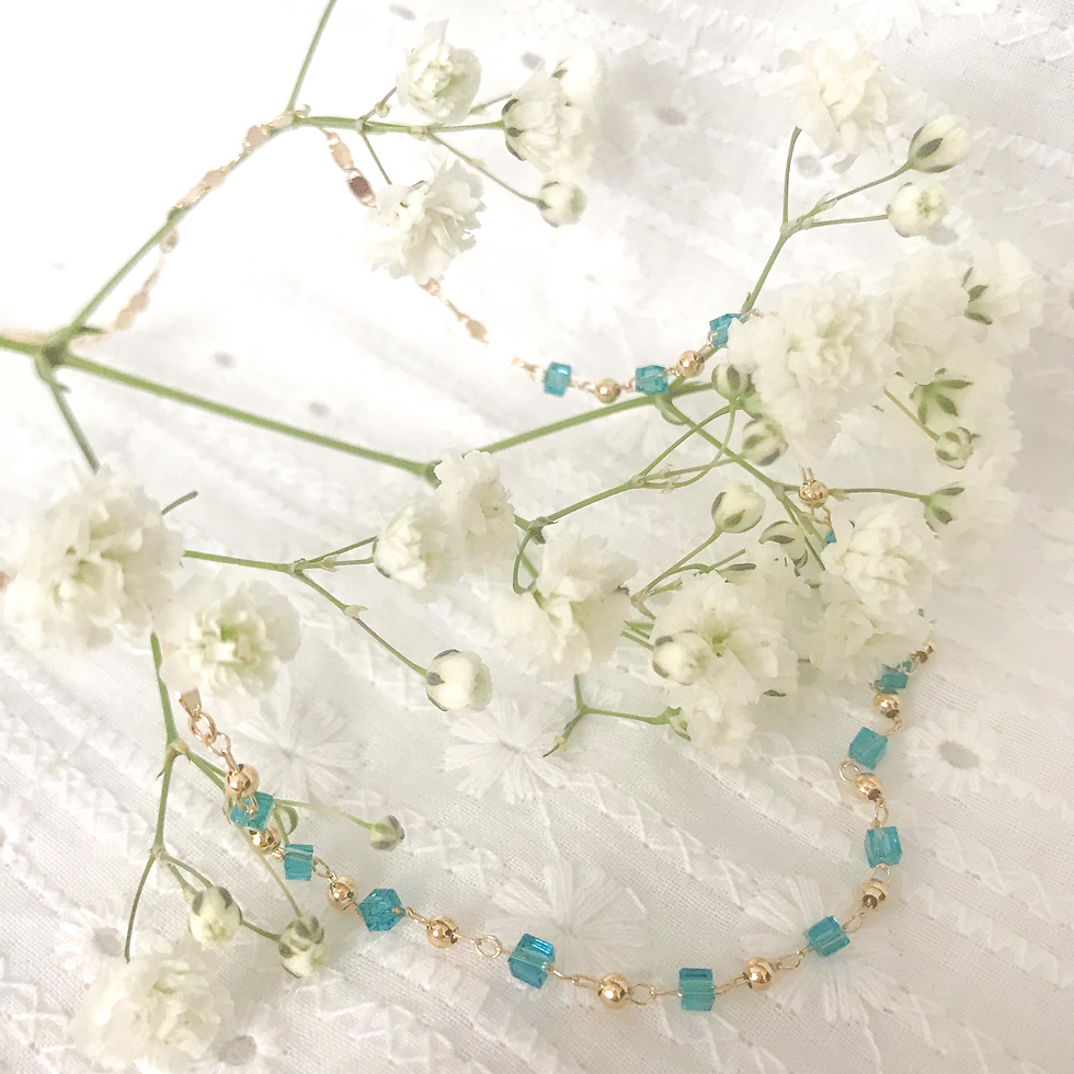 collier de perles de cristal bleu