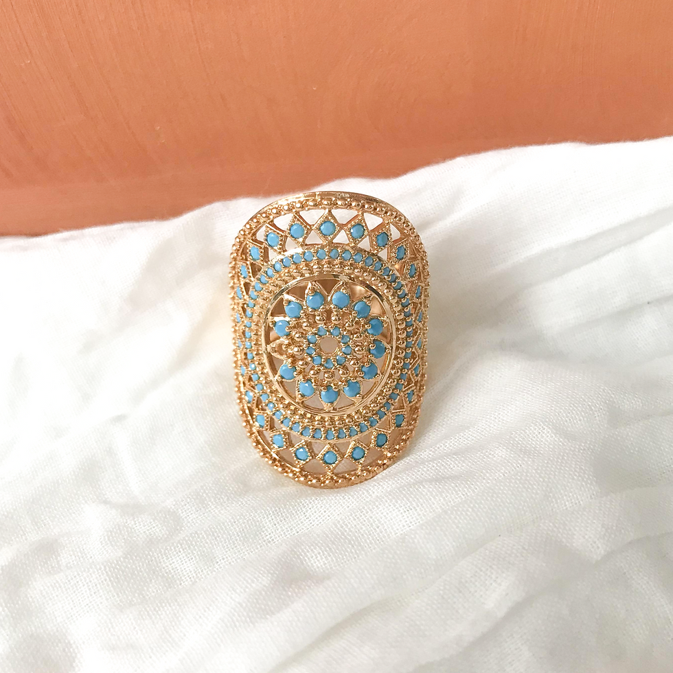 Miniature : bague plaqué or et turquoise