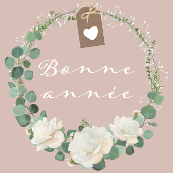 Carte de voeux moderne et élégante Bonne année Roses tendres Madame Métamorph'Ose