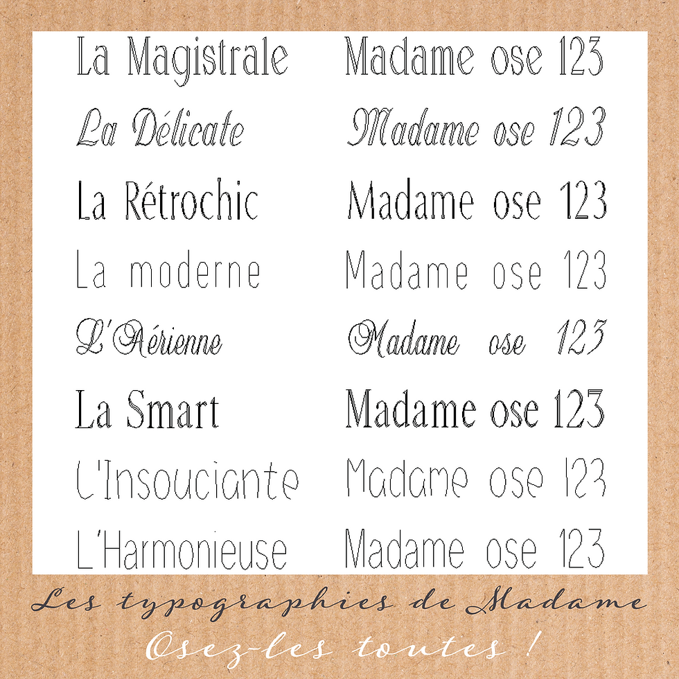 Miniature : typographies madame Métamorph'Ose