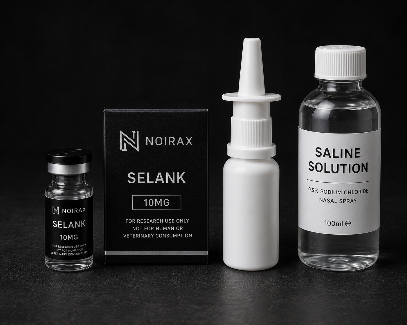 Selank 10mg + Nasal Sprayer + Saline Solution