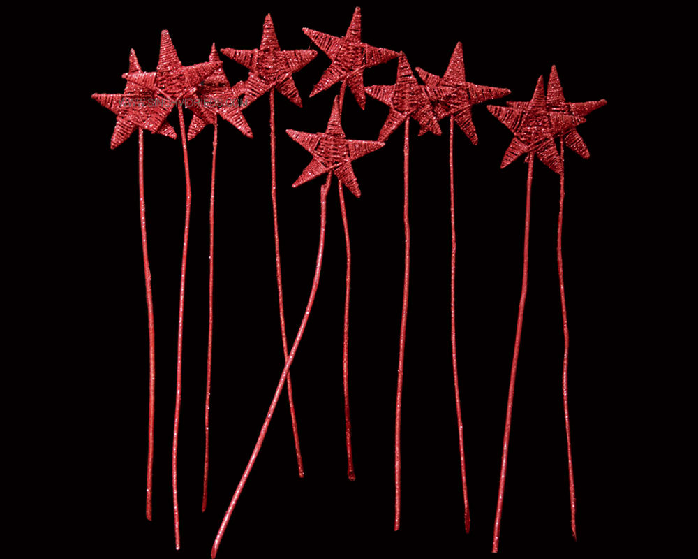Lata Solid Star Mix on Lata Stem Painted Red with Red Glitter