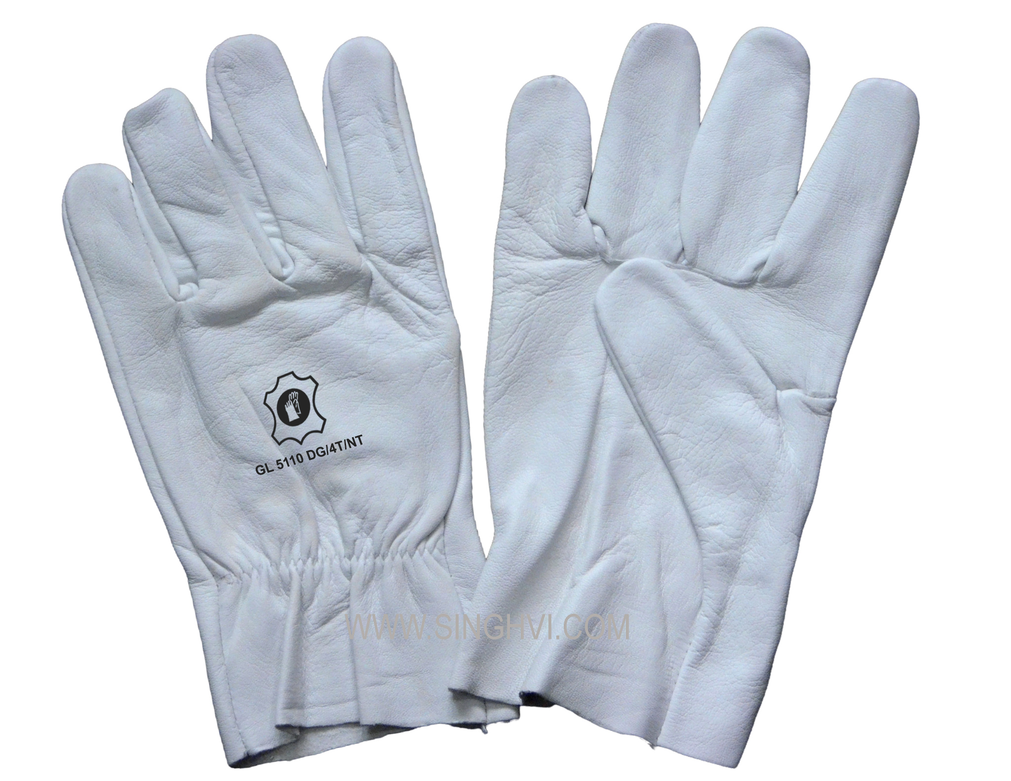 Leather driver and general-purpose gloves: full natural goat grain leather with four tip back cut and no tape binding. Article GL 5110 DG/4T/NT.