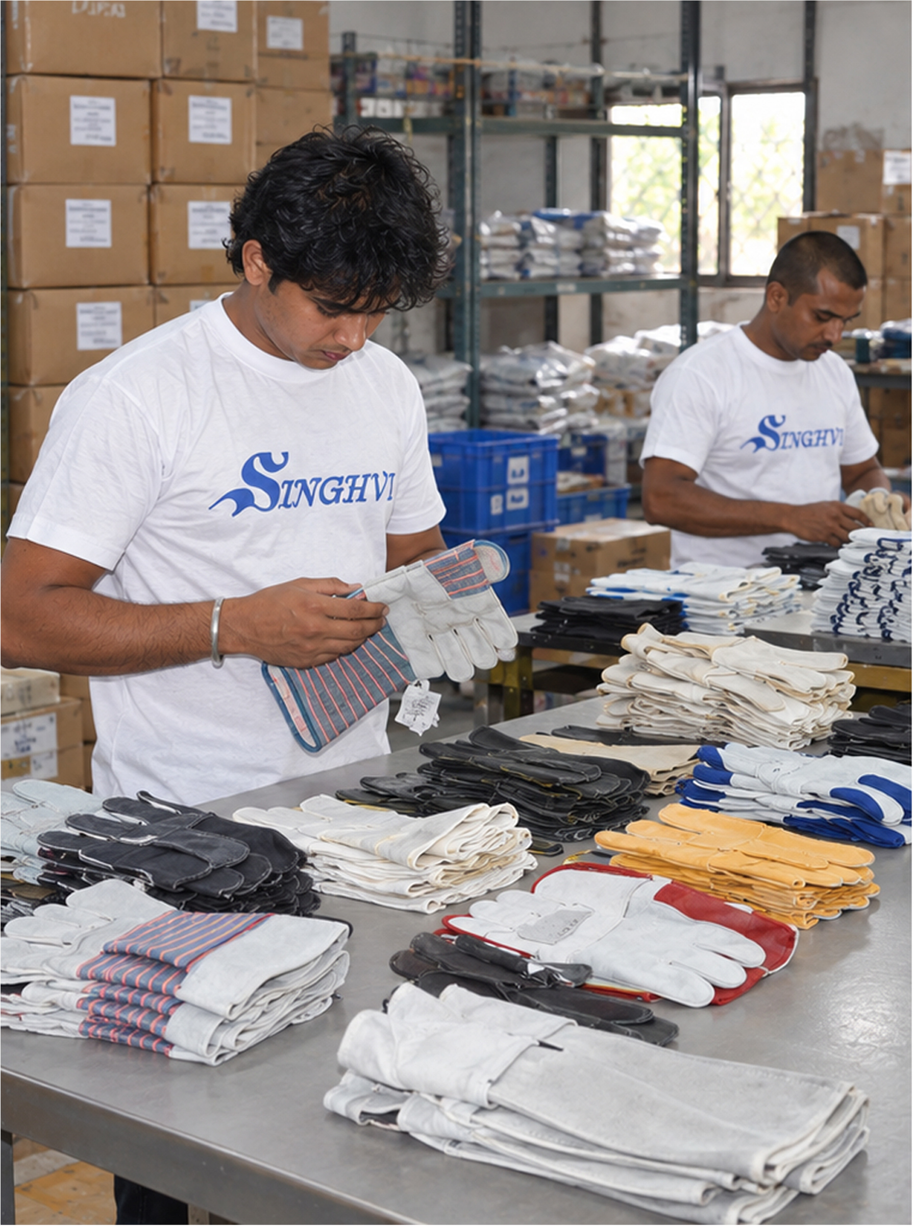 Singhvi team inspecting samples