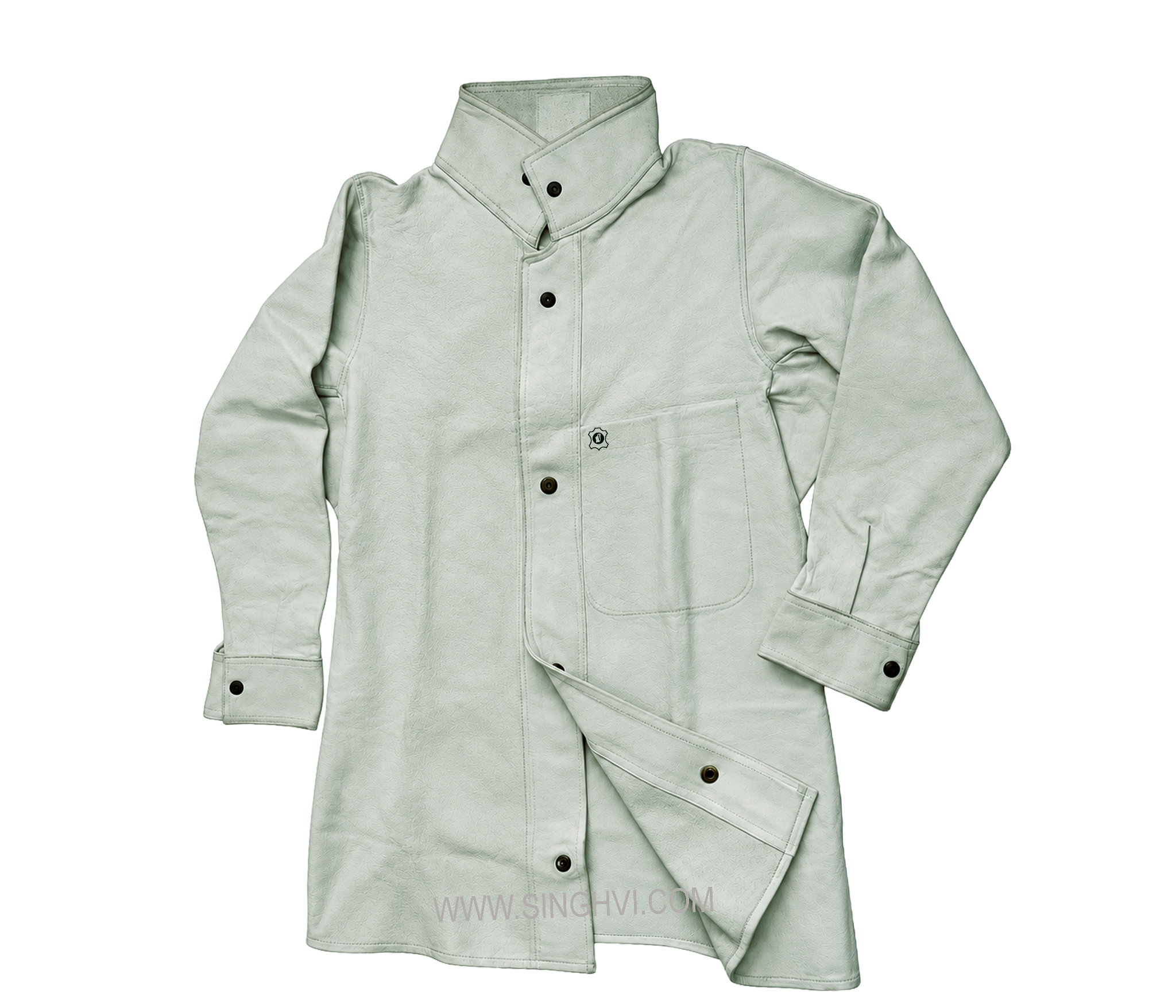 Protective leather apparel: cow grain leather welding jacket. Style: Grain Welding Jacket.