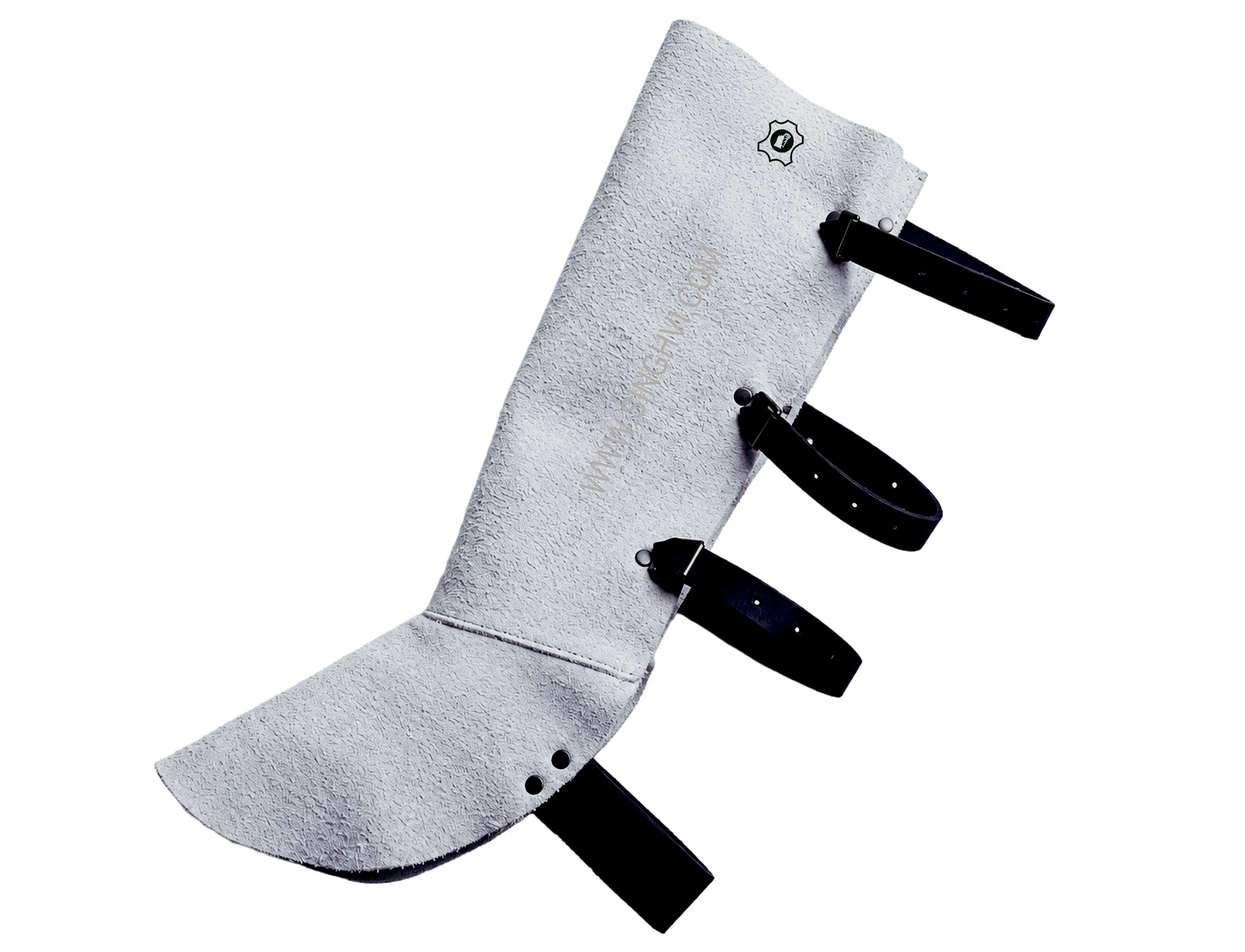 Protective leather apparel: cow split leather leg guard 54cm. Style: Split Leg Guard.