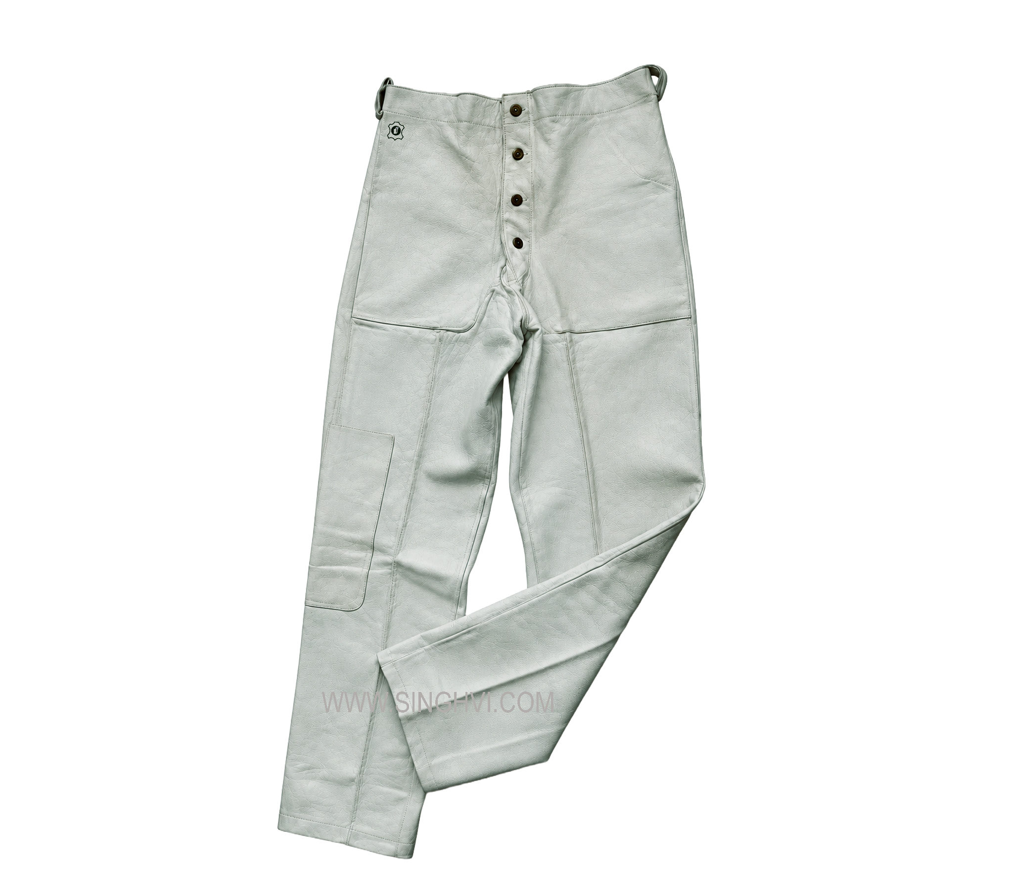 Protective leather apparel: cow grain leather welding trousers. Style: Grain Welding Trousers.