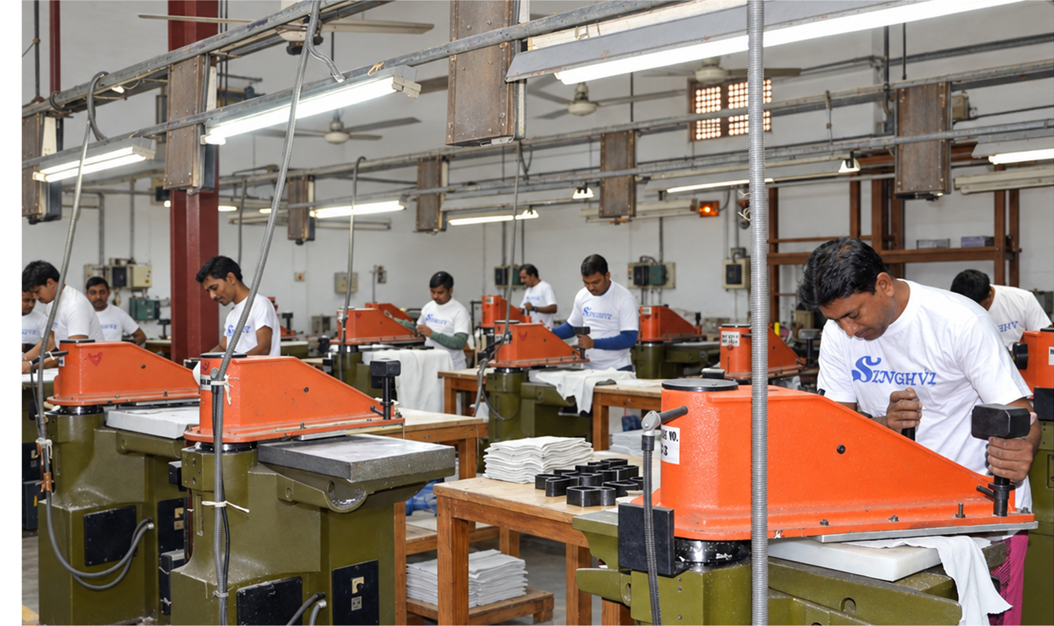 Leather cutting floor at Singhvi International in Kolkata