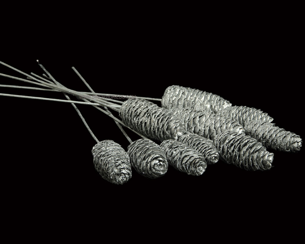 Rai Cone Silver with Silver Glitter on Bamboo Stem