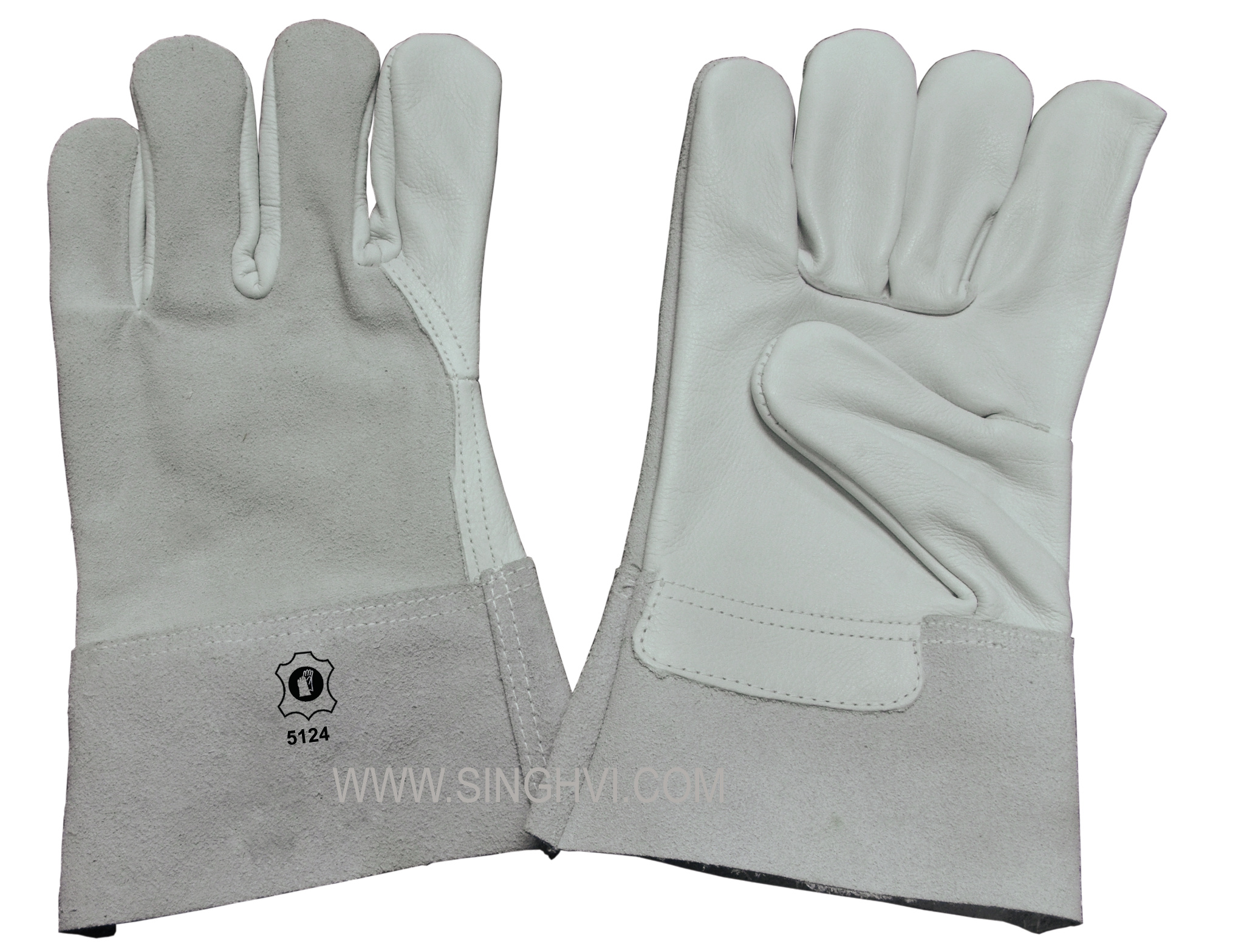 Leather welding gloves: combined welder with 8cm cuff. Article 5124.