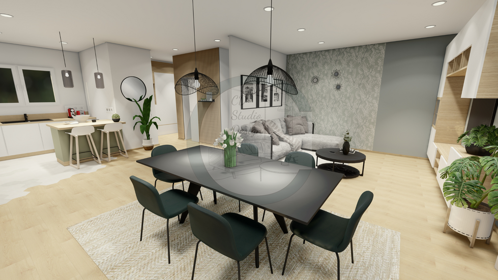Visuel 3D, prestation client, architecture d'intérieur, salle à manger
