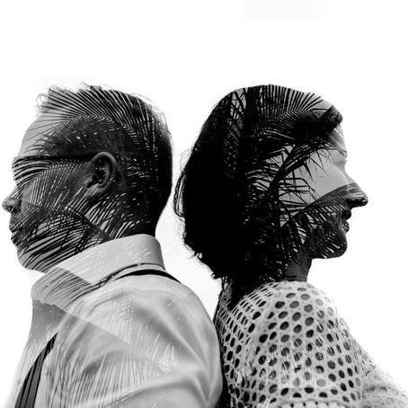 Claudia & Adam double exposure looking into the future