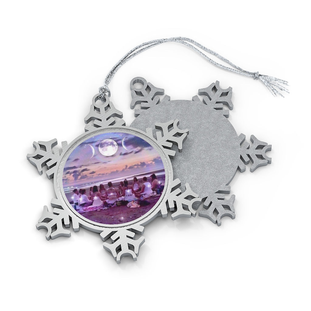 Sisters Under The Moon Snowflake Ornament