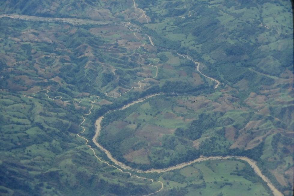支倉がたどったであろう道筋は、川沿いの高原、川筋に剃って曲がりくねっている。