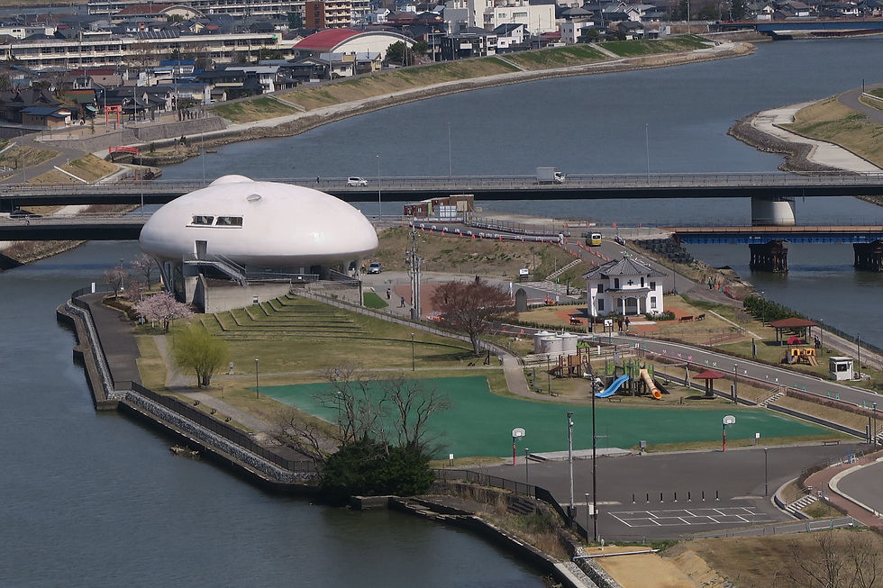 空飛ぶ円盤みたいな石ノ森萬画館があるのが中瀬。江戸時代から震災までは、造船所が建ち並んでいた。