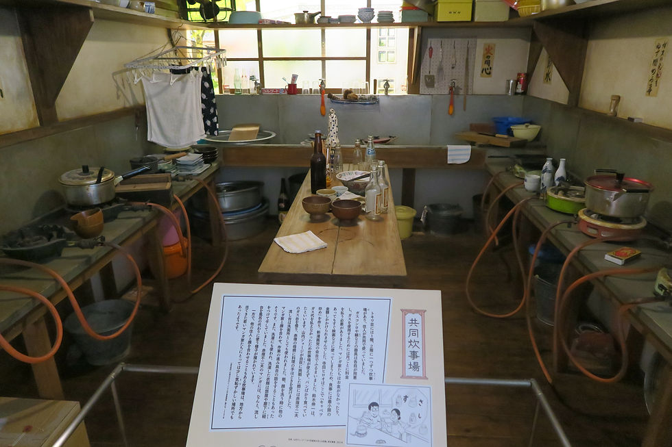 炊事場。奥の洗い場で赤塚不二夫と石ノ森章太郎が体を洗っていたという。