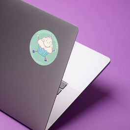 sticker on laptop with character image