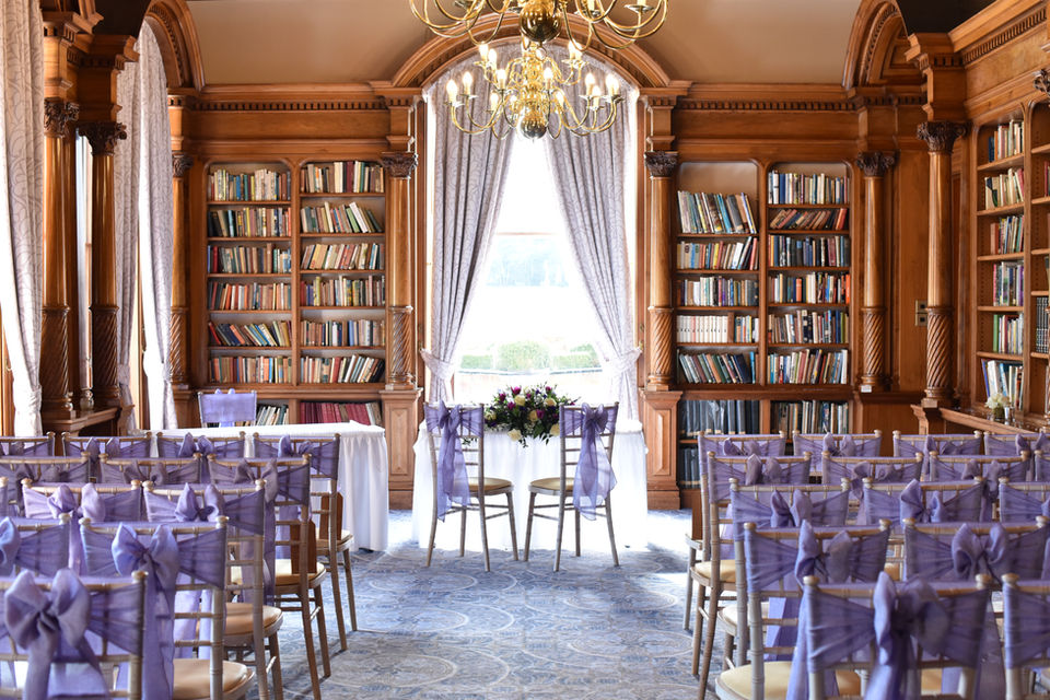 The wedding library at Oakley hall hotel