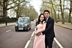 Bride and Groom with Black cab