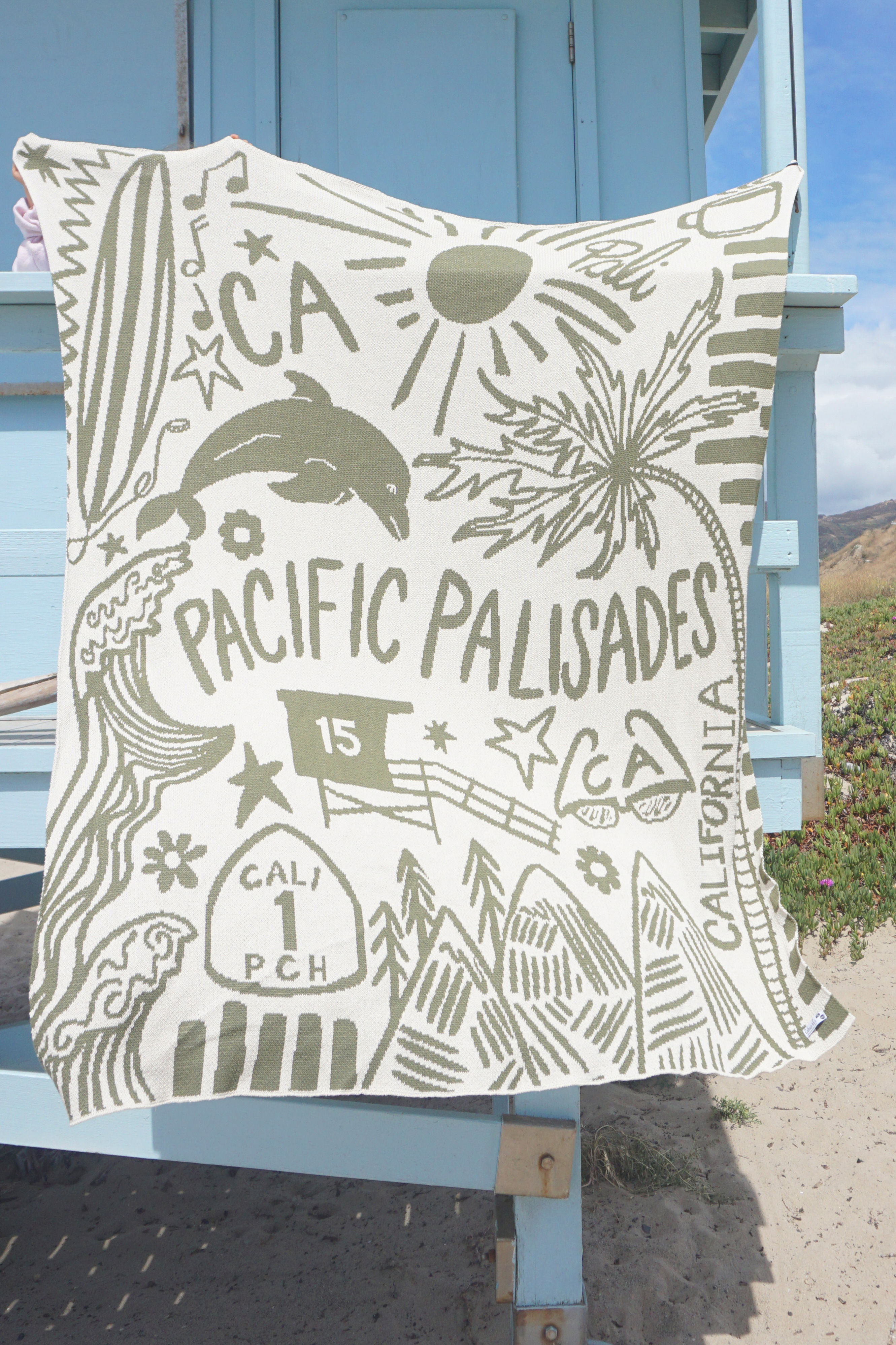 Palisades Icon Throw Blanket Olive Green