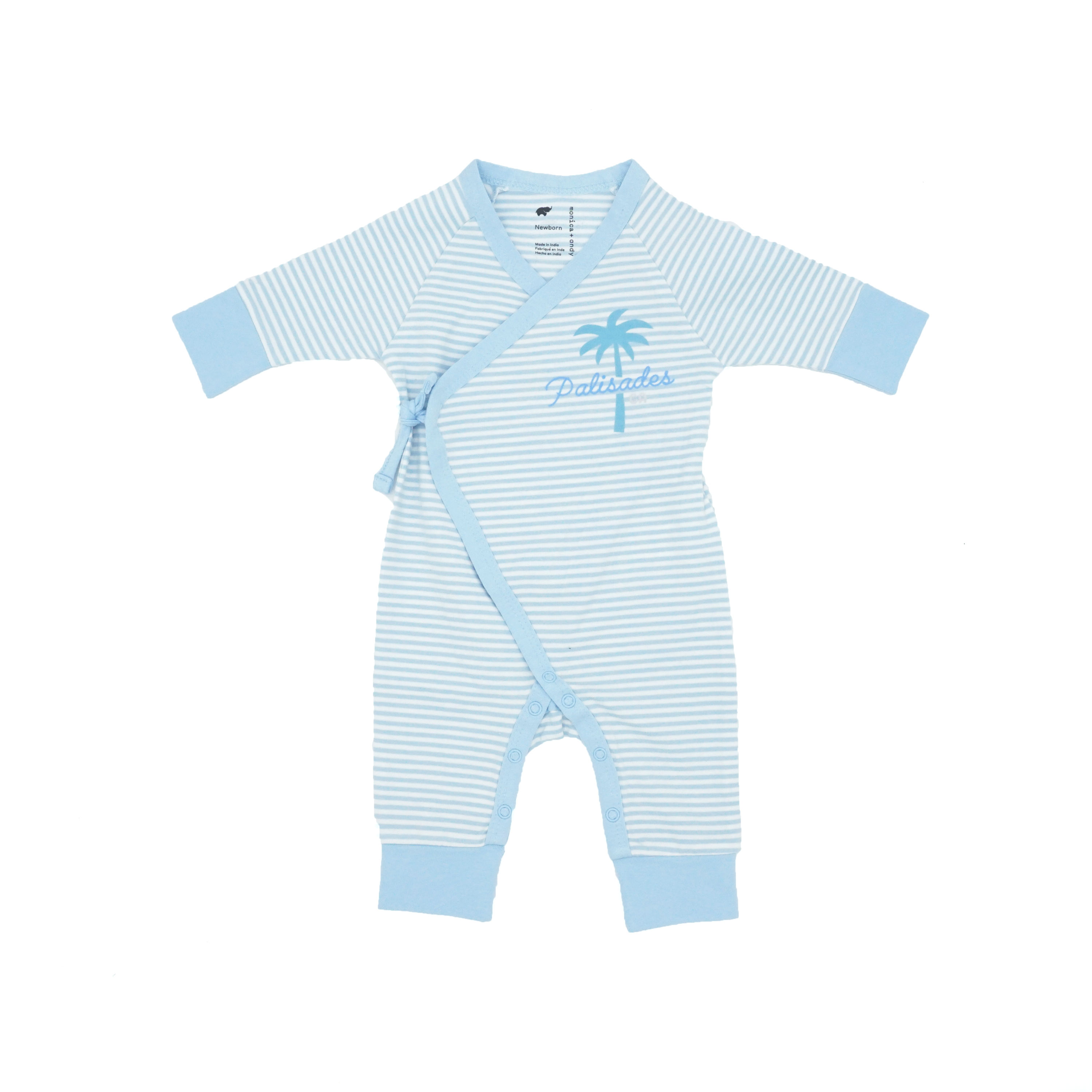 Baby 0-24mos Monica and Andy Kimono Striped Palm Onesie