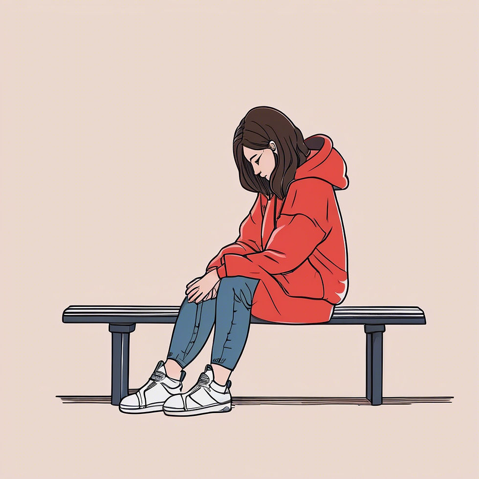 Young person in a red hoodie sits alone on a bench, highlighting the widespread issue of loneliness among Gen Z.