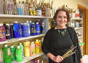 Madeline Miller in one of the art rooms