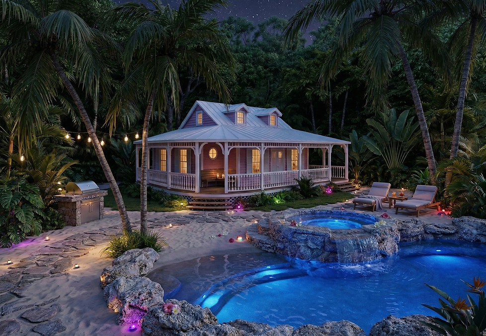 Bungalow Little Pink House Night.png