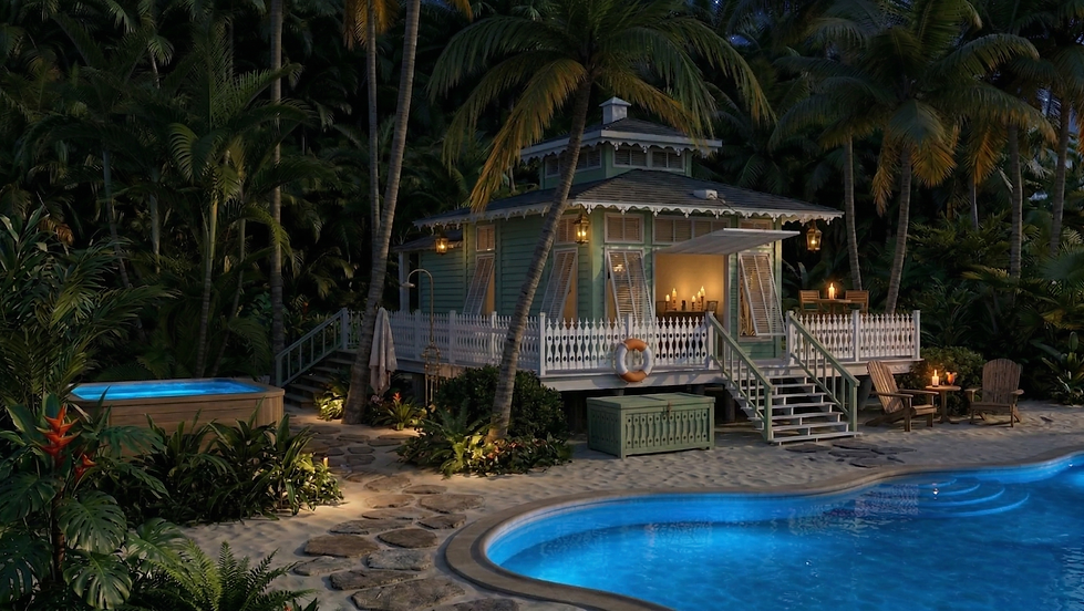 Bungalow Little Green House Night.png