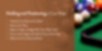 Guide on holding a cue stick with five steps listed. Right side shows pool balls on a green table with part of a rack, creating a teaching mood.