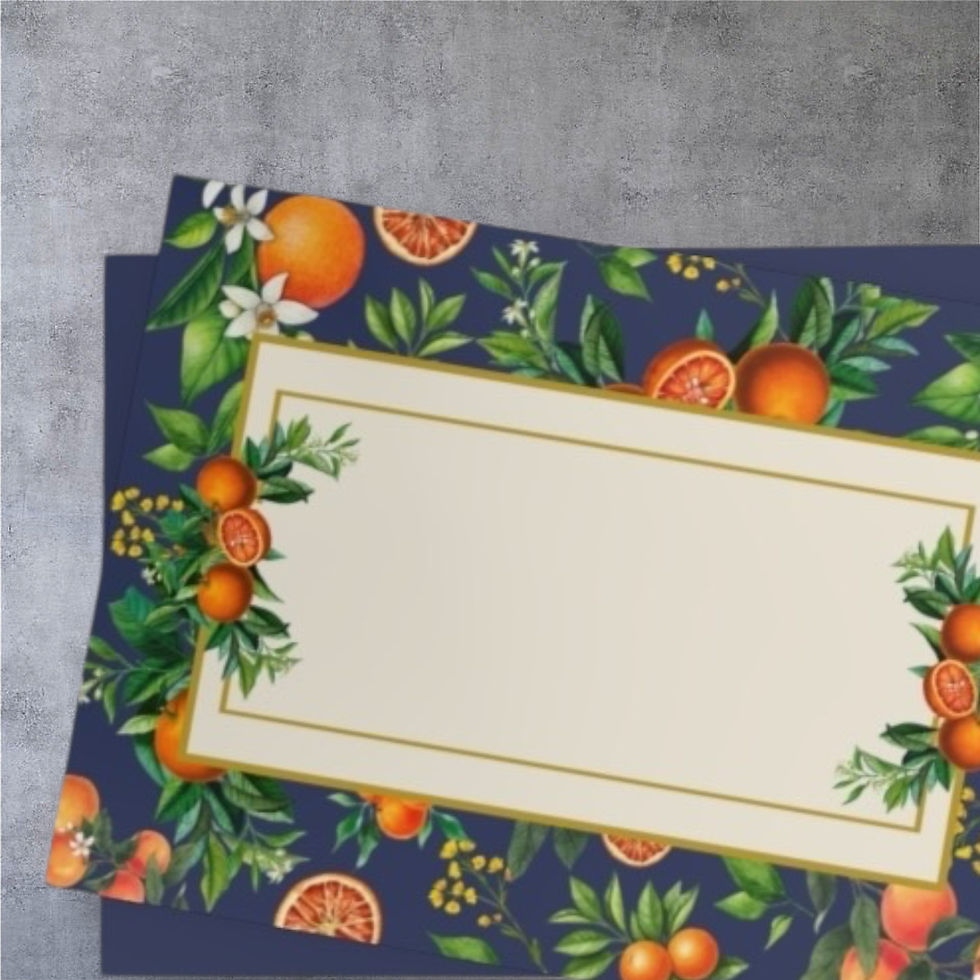 Thumbnail: Orange Bloom Dinner Place Cards | Navy