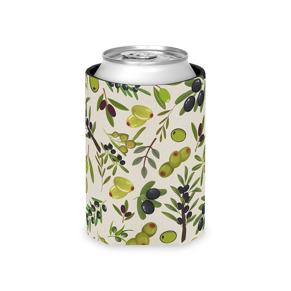 Thumbnail: Olive Grove Pattern Can Cooler — Insulated Drink Koozie 