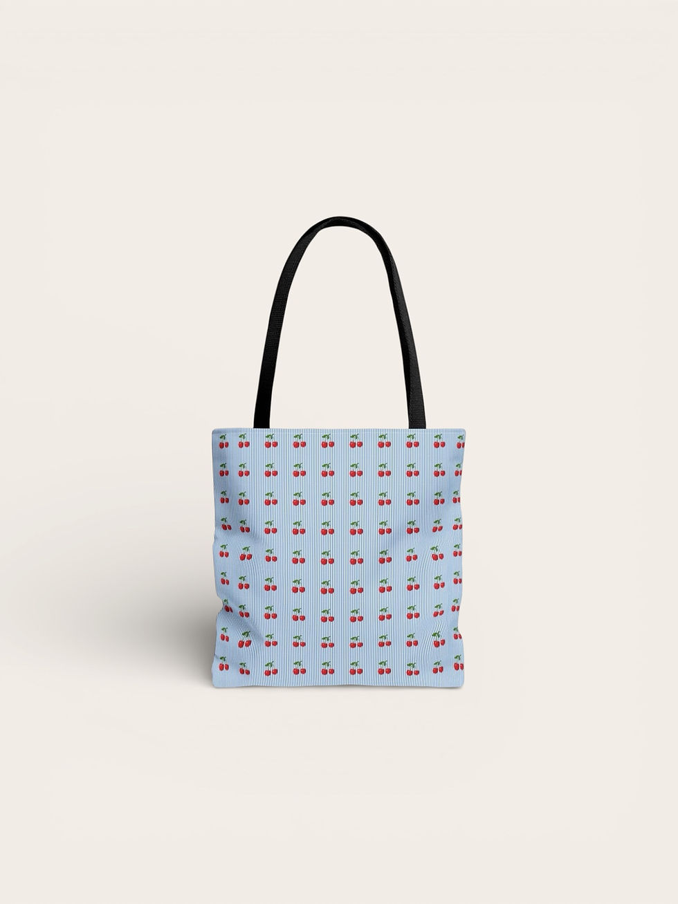 Thumbnail: Cherry Strip Roomy Tote Bag