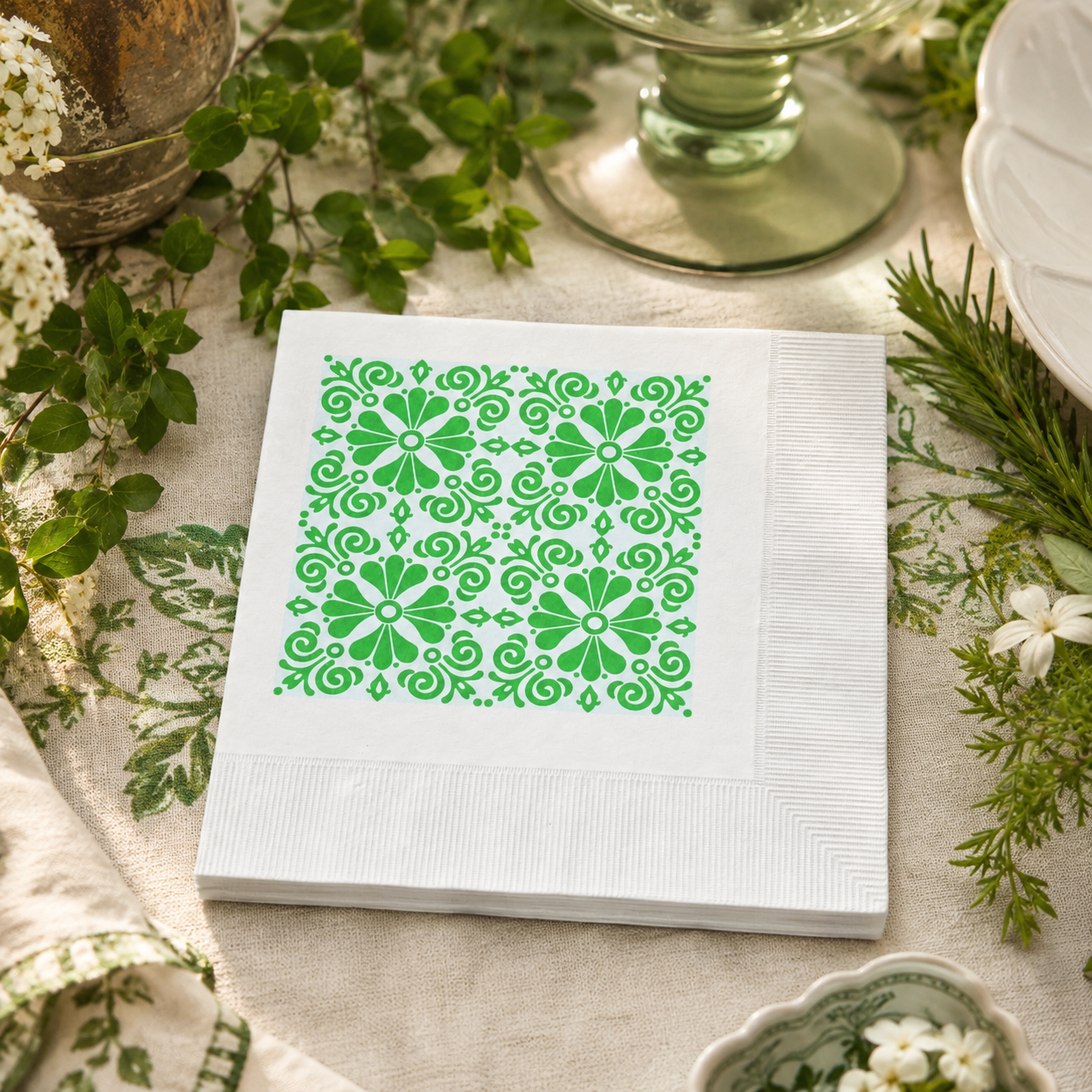 Green and Mint Party Cocktail Napkins
